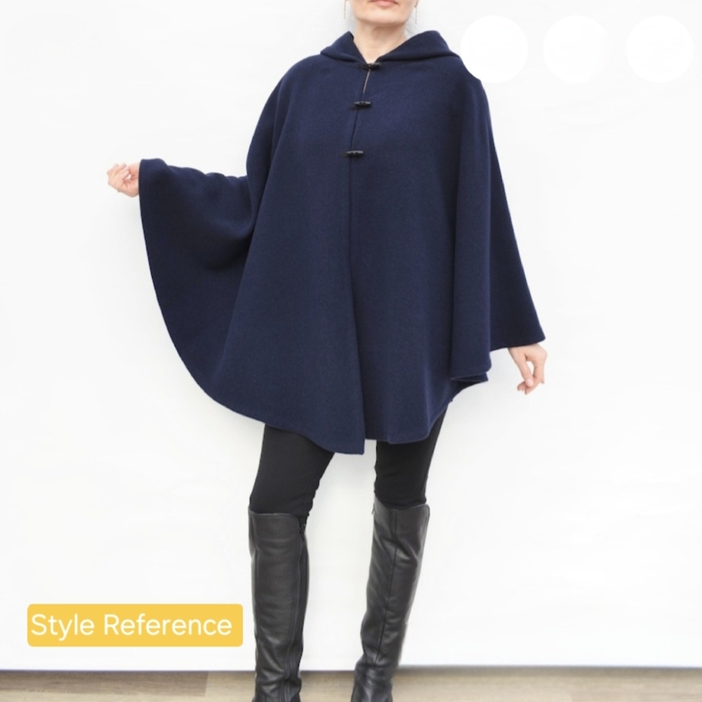 Westbound Hooded Cape Coat Navy 1/4 Zip Pullover Poncho Pockets NWT Women’s  OS
